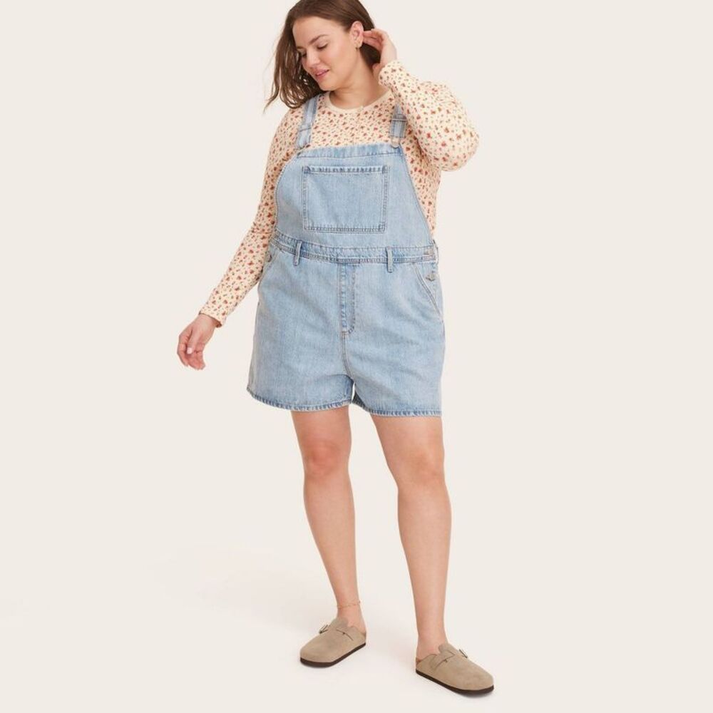 Parke - Women's Denim Shortalls - Parke Light Wash 3X Blue